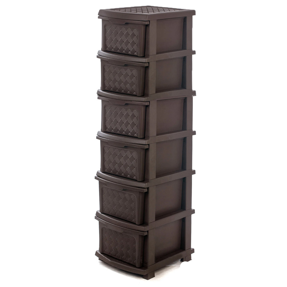 Комод пластиковий R-Plastic "Компакт Плюс" 6 ярусів 126*40*34 см, коричневий, фото 1