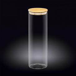 Ємність для зберігання з бамбуковою кришкою WILMAX Thermo Glass 10х30,5 см 2000 мл Колір прозорий 888510 / А