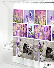 Штора для ванної силіконова 180*180 см Lavender+photo