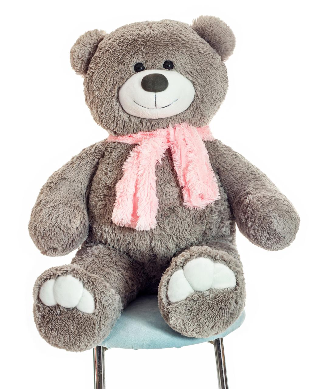 Плюшевий ведмідь Mister Medved з шарфиком Денні 110 см Сірий