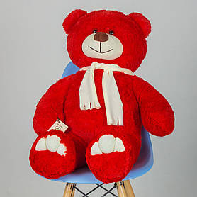 Плюшевий ведмедик Mister Medved з шарфиком Денні 110 см червоний
