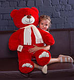 Плюшевий ведмедик Mister Medved з шарфиком Денні 110 см червоний, фото 3