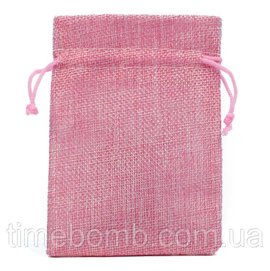 Подарунковий мішечок джутовий 13 x 18 см рожевий