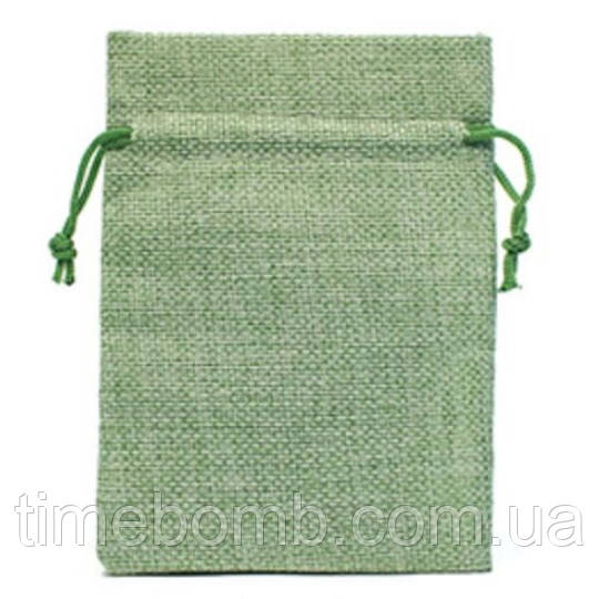 Подарунковий мішечок джутовий 10 x 14 см зелений