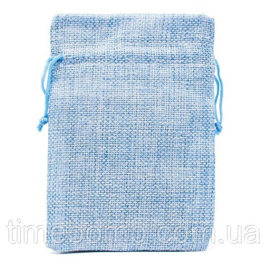 Подарунковий мішечок джутовий 10 x 14 см блакитний