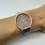 Кварцові жіночі оригінальні наручні годинники Bolun А282 на шкіряному ремінці зі стразами коричневого кольору золот, фото 5