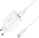 Мережевий зарядний пристрій BOROFONE BA21A Long jorney QC3.0 3 A 18 W with BX17 Type-C cable white, фото 3