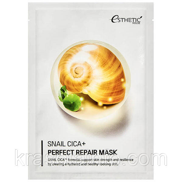 Маска для обличчя з екстрактом муцину равлика Esthetic House Snail Cica+ Perfect Repair Mask, 25 мл