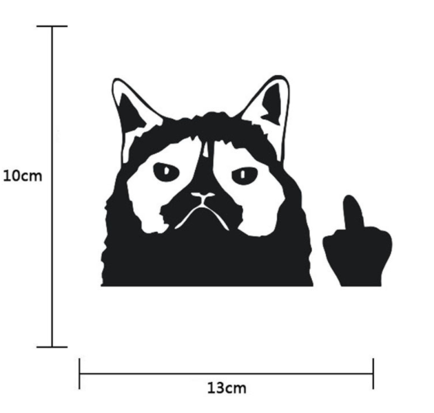 Наклейка для автомобіля кіт чорний 3D 10*13 см, фото 1