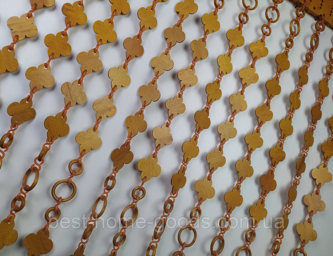 Дерев’яні штори для дверного отвору | модель Квітка | ширина 1 м | висота 2 м | рижий колір | ручна робот, фото 1