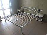 Двоспальне ліжко Тенеро Маранта 160х200 см біла металева на ніжках з узголів'ям, фото 2