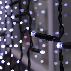 Вулична гірлянда Штора 3Х3 М, IP65, Professional, каучук, ефект FLASH, чорний дріт, холодний білий