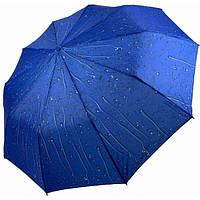 Женский зонт полуавтомат антиветер Bellissimo Капли Дождя 10 спиц складной Синий (31828)