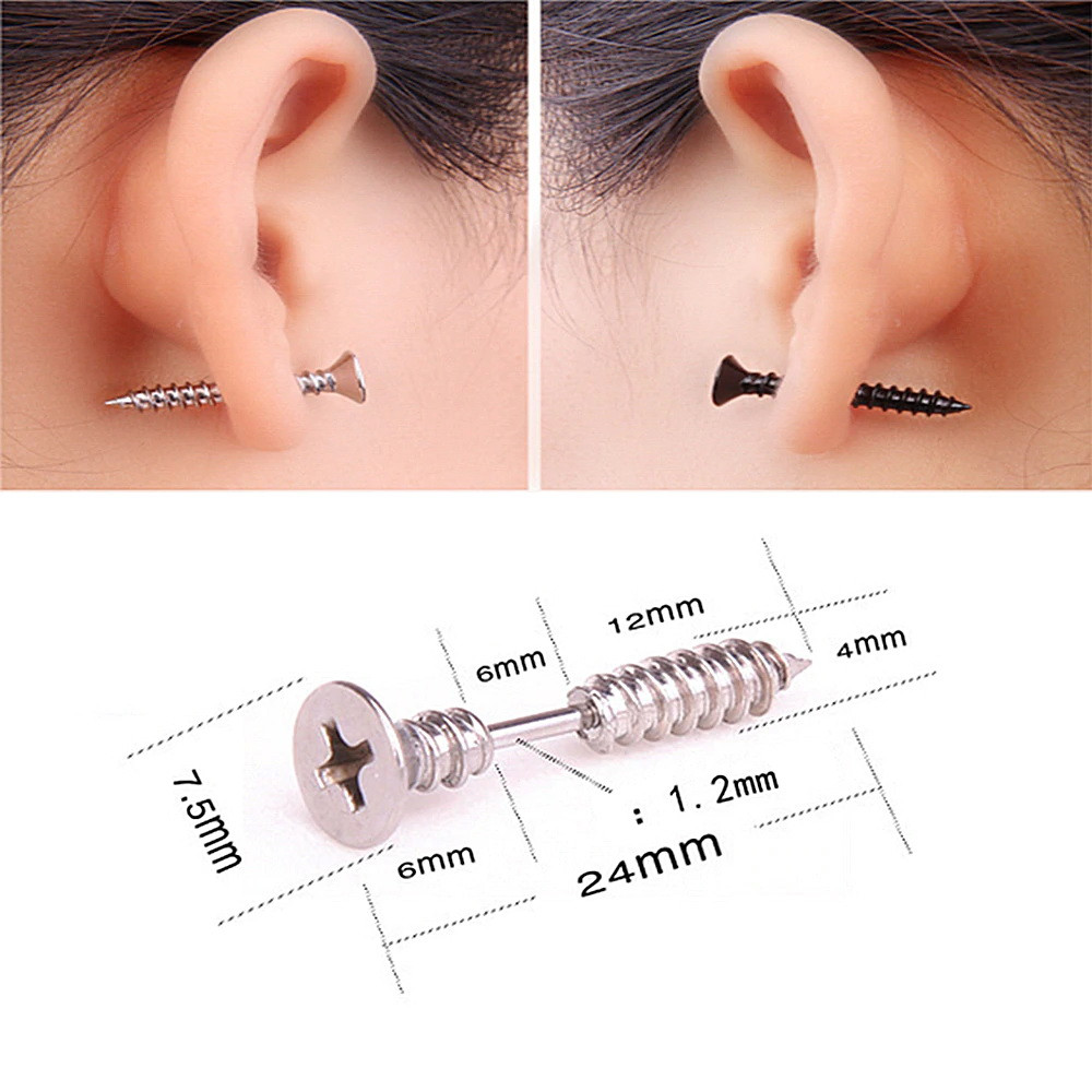 Сережки шурупи у вигляді шурупа зі сталі, фото 1