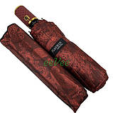 Женский зонтик автомат Flagman 10 спиц складной сатин в подарочной упаковке красивый Бордовый с узором 5142, фото 5