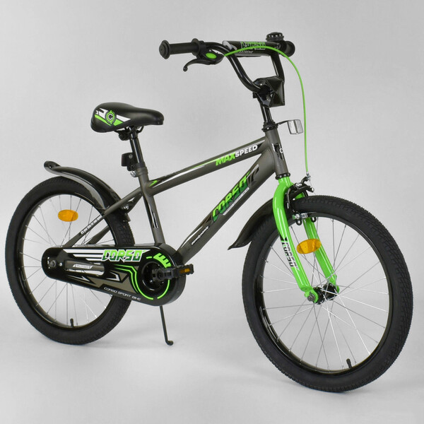 Детский велосипед двухколесный 20 дюймов 6-9 лет со стальной рамой Corso Серый (21159)