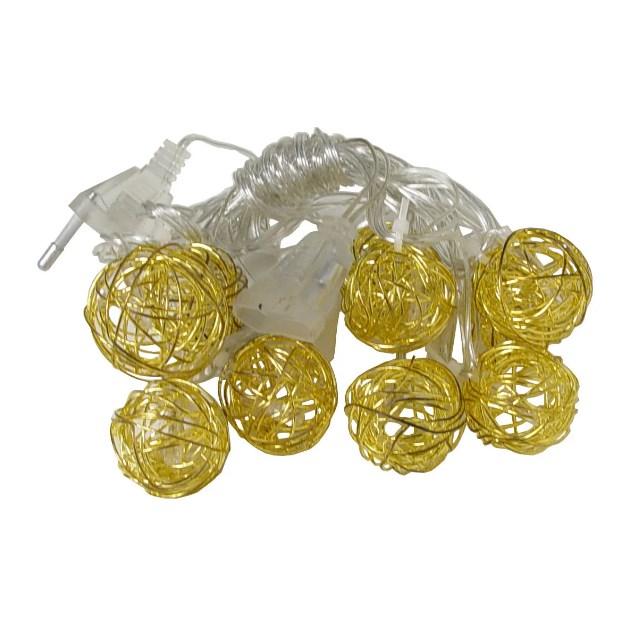 Гірлянда світлодіодна кулі Xmas Golden Ball WW-1, 10 LED-ламп, 2 м, коннектор, жовте світло