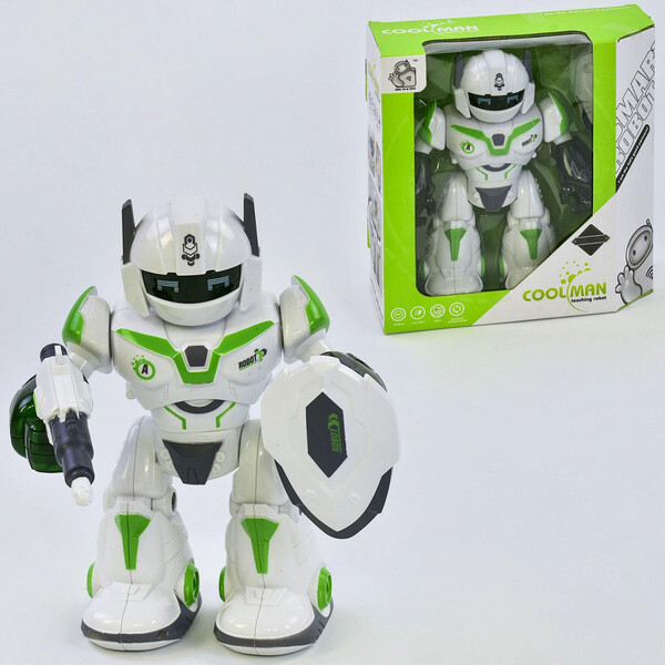 Робот Захисник іграшка дитяча CoolMan Robot зі звуком і підсвіткою 22 см Білий (1843)