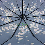 Зонт полуавтомат женский Flagman 10 спиц складной с цветами Орхидеи качественный Фиолетовый 7334, фото 5