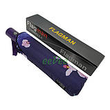 Зонт полуавтомат женский Flagman 10 спиц складной с цветами Орхидеи качественный Фиолетовый 7334, фото 7
