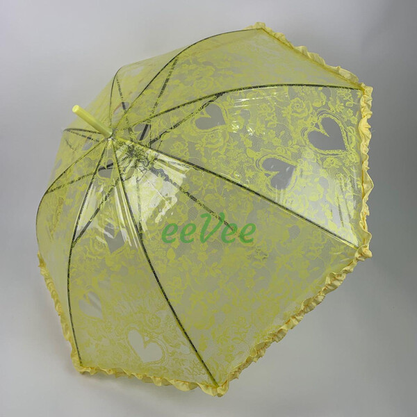 Зонт трость детский SL 18102-4 полуавтомат 8 спиц Прозрачный Желтый