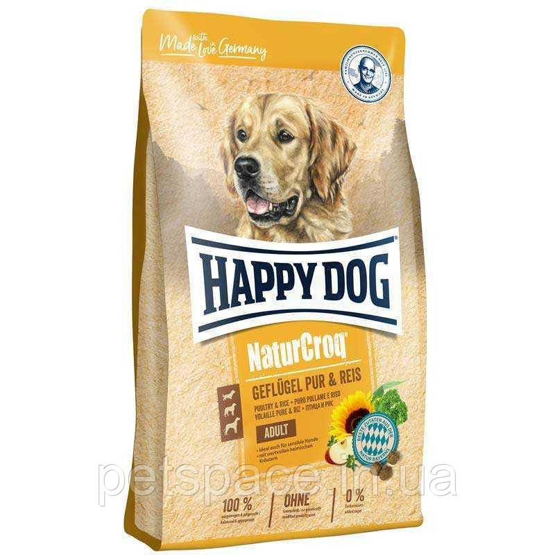 Сухий корм Happy Dog Natur Croq Geflugel Pur & Reis (Хеппі Дог Натюр Крок з куркою і рисом) 11кг.