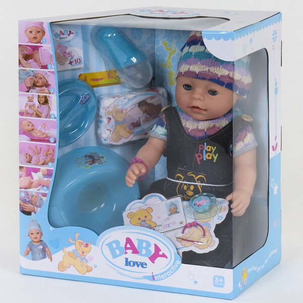 Пупс мальчик 42 см Baby Love 8 функций интерактивный игрушка кукла большая для девочки с аксессуарами (013B)
