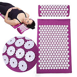 Акупунктурний килимок з валиком масажний Аплікатор Кузнєцова мат для йоги акупунктурний масажер