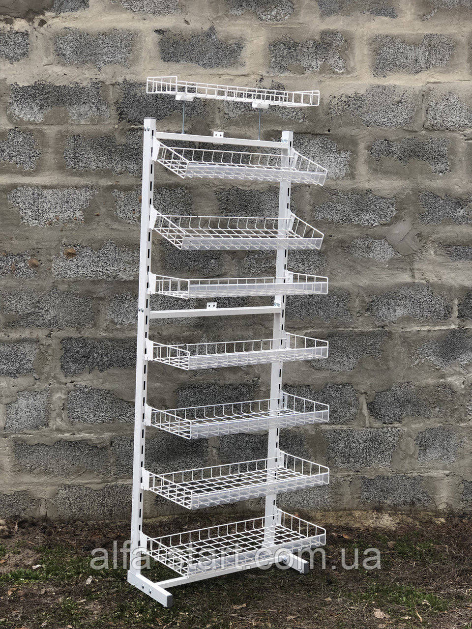 Торговий розбірний стелаж 60см Трансформер білого кольору, фото 1