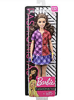 Лялька Барбі Модниця шатенка в картатому платті Barbie Fashionistas