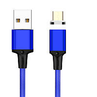 Кабель магнитный Greenport A01M11 в нейлоновой оплетке 1 метр 3.0A для microUSB Blue