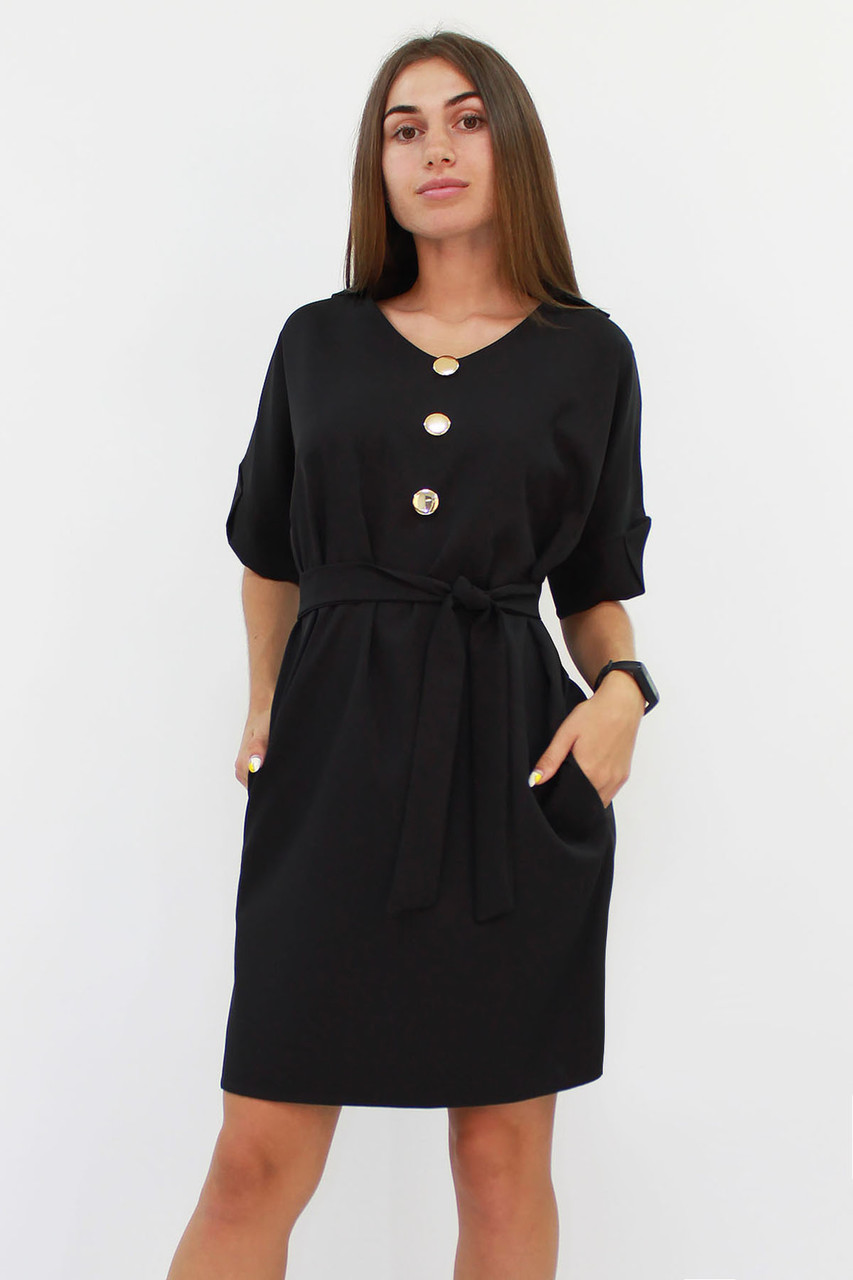 Розмір S | Жіноче вільне класичне плаття, чорний, фото 1
