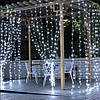 Гірлянда штора Водоспад 3х2 м 280 LED (прозорий шнур з перехідником) Біле світло, фото 7