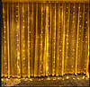 Гірлянда штора Водоспад 3х3 м 320 LED (прозорий шнур з перехідником) Золоте світло, фото 3