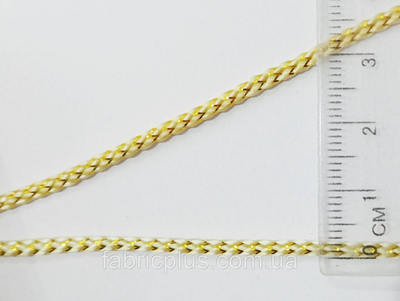 Шнур з люрексом 2,5 мм білий/золото плоский - фото 4 - id-p201159610