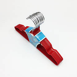 Вішаки для дитячого одягу металеві в силіконовому покритті червоного кольору, 10 штук в упаковці