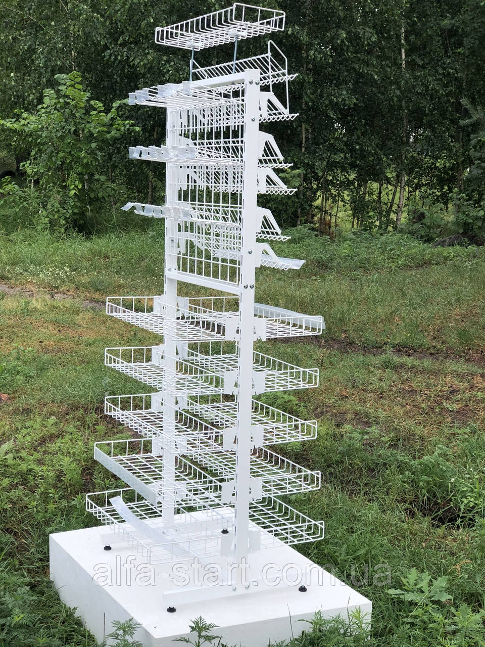 Білий двосторонній розбірний стенд стелаж 60см Трансформер, фото 1