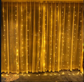Світлодіодна гірлянда штора 400 led 3х2м (прозорий шнур, з перехідником) Золоте світло