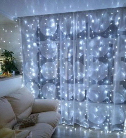 Світлодіодна гірлянда Водоспад 400 led (прозорий шнур, з переходником) 3.0х2.0м Біле світло