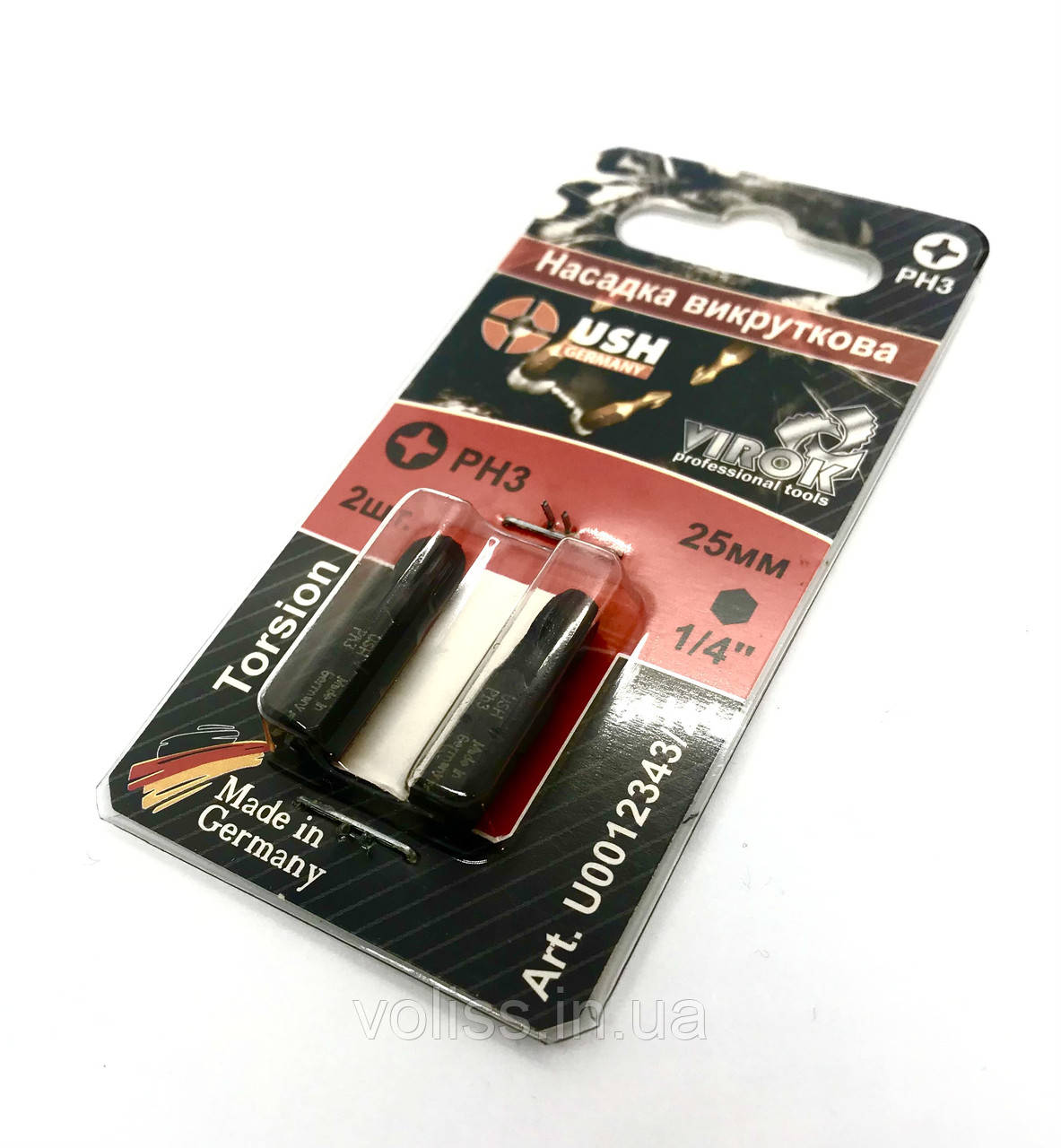 Насадка для шурупокрута (бита) USH РН3 * 25 мм 2 шт., фото 1