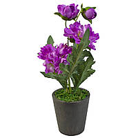 Цветы искусственные в вазоне, пионы фиолетовые в горшке, высота 30см
