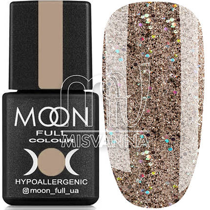Гель лак MOON FULL color Gel polish, 8 мл №322 бежевий з голографічними блискітками, фото 1