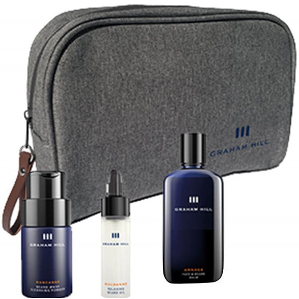 Набір для чоловіка з бородою Graham Hill Stubble Set (олія 30 мл + бальзам 100 мл + порошок 40 г + косметичка)