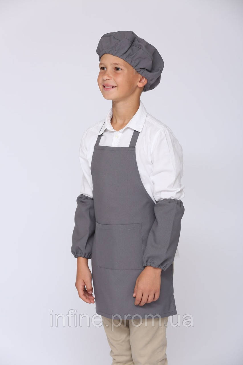 Фартук для Уроков Труда с Беретом 6-10 Лет Габардин Серый — Купить ...
