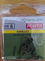 Крючки Korum Specimen Power Hooks №6 (без борідки)