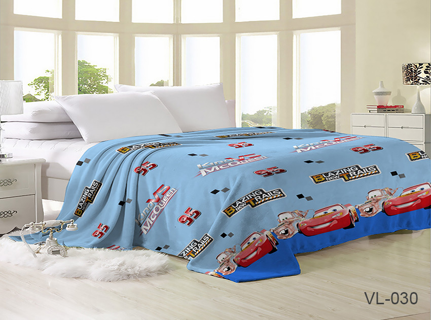 Детский плед велсофт для мальчика Тачки 160х220 см. Плотность: 320 гр/м.кв.