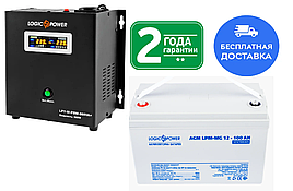 Комплект резервного живлення для котла LogicPower ДБЖ LPY-W-PSW-800VA (560 W) 12 V і АКБ AGM LP-MG 12 — 100AH