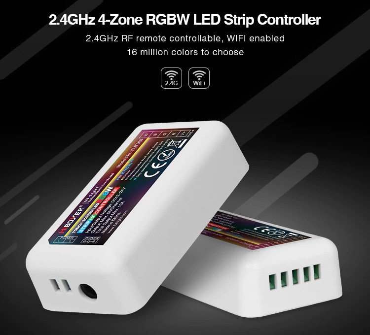 2.4G контролер RGB + W Miboxer Mi-light FUT038 10 А для світлодіодних стрічок. Для 4 зонних пультів