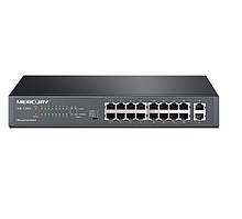 Комутатор POE Mercury SG118PS 16 портів POE 100Мбіт + 2 порт Ethernet (UP-Link) 1000Мбіт, БП вбудований,