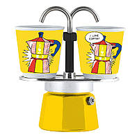 Подарунковий набір Bialetti Set Arte: гейзерна кавоварка Mini Express (2 cup) + 2 кавових чашки